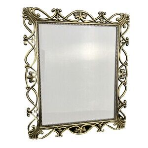 Ornate Victorian Antique Brass Look Picture Frame w/ Easel for 8 x 10 Photo